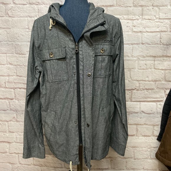 Ezekiel Men's Gray Cotton Hoodie Jacket w/Zipper & Snaps, Four Pockets Size M - Picture 1 of 8